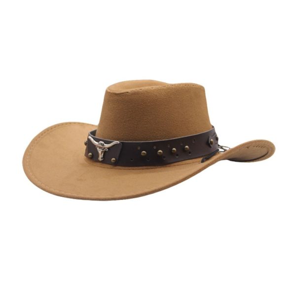 British style Western cowboy hat with raised brim for men and women, ethnic style hat - Image 2