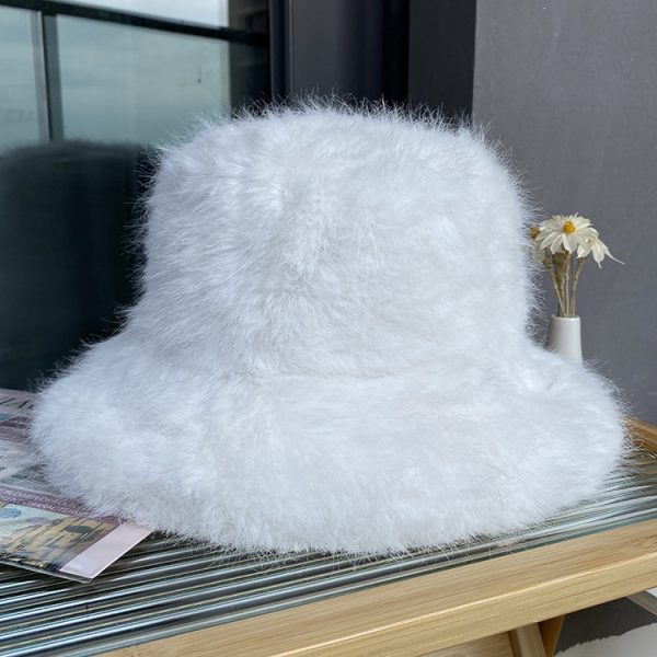 Versatile long haired fisherman hat, Korean version, face enhancing small bucket hat, warm and thick basin hat - Image 6