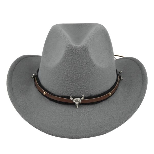 New European and American Cowhead Western Denim Hat Woolen British Jazz Hat Mens and Womens Famous Ethnic Style Big Eaves Hat - Image 11