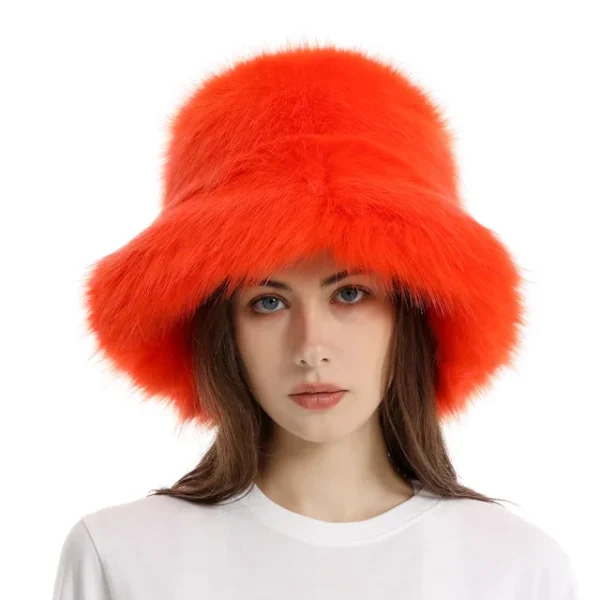 Faux Fur Hat Women's Elegant Autumn and Winter Fur Fisherman Hat New Color Korean Senior Warm Bucket Hat - Image 13