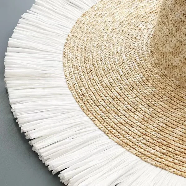 New Summer Vintage Fringed Straw Hat 10cm Wide Brim Jazz Hat Beach Panama Sun Hat Women Holiday Bonnet Enfant Derby Cap Fadora - Image 4