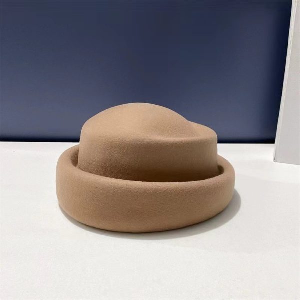 French retro wool beret woolen Hepburn style felt hat concave top painter hat - Image 6