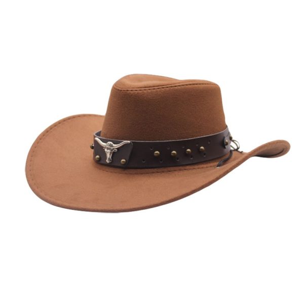 British style Western cowboy hat with raised brim for men and women, ethnic style hat - Image 11