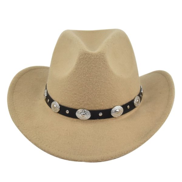 Classic Cowboy Hat Vintage Jazz Hat National Style Fur Top Hat Felt Hat Vintage Imitation Sheep Hat Cowboy Hat - Image 9