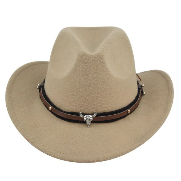 New European and American Cowhead Western Denim Hat Woolen British Jazz Hat Mens and Womens Famous Ethnic Style Big Eaves Hat - Image 14