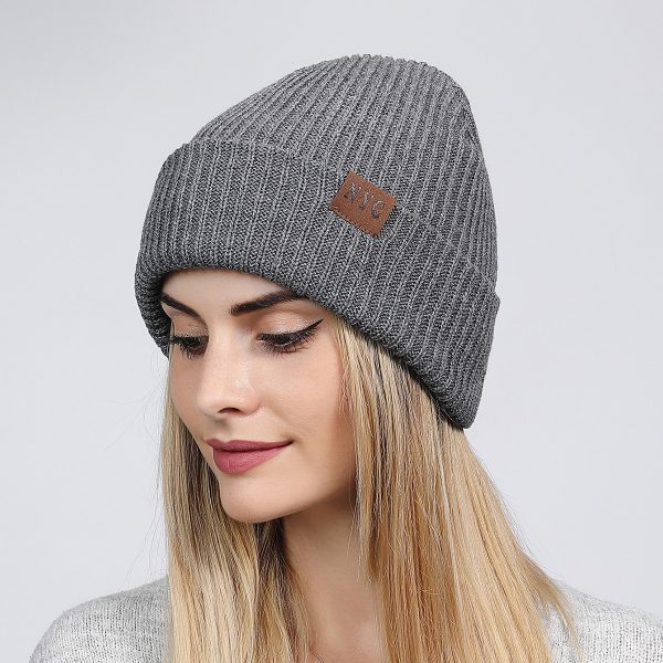 Autumn And Winter New Hat General Solid Color Flip Edge Warm Windproof Knitted Cap - Image 2