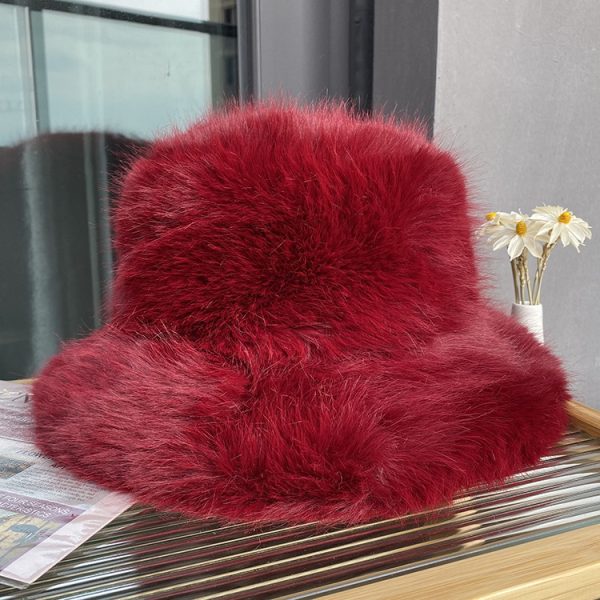 Versatile long haired fisherman hat, Korean version, face enhancing small bucket hat, warm and thick basin hat - Image 10