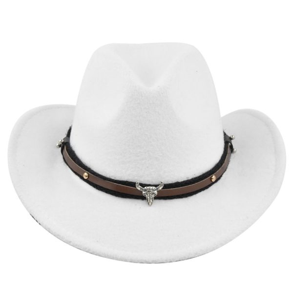 New European and American Cowhead Western Denim Hat Woolen British Jazz Hat Mens and Womens Famous Ethnic Style Big Eaves Hat - Image 13