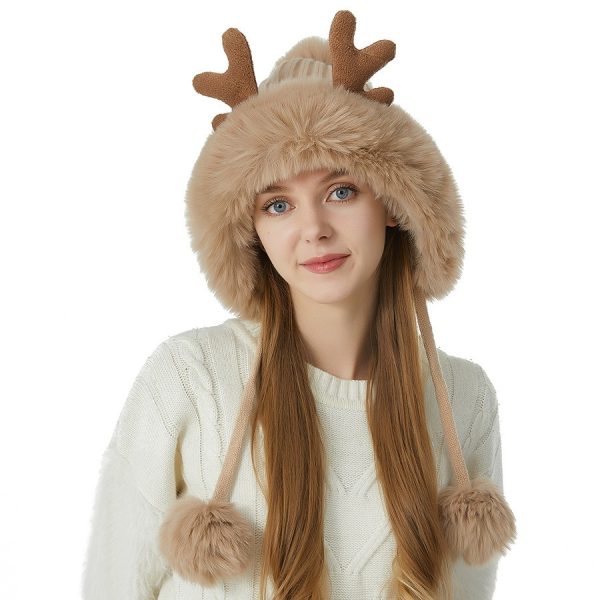 Cute Deer Horn Three Wool Ball Knitted Hat, European and American Autumn and Winter Warmth, Plushed Wool Hat, Fashion and Leisure - Image 10