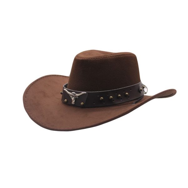 British style Western cowboy hat with raised brim for men and women, ethnic style hat - Image 9