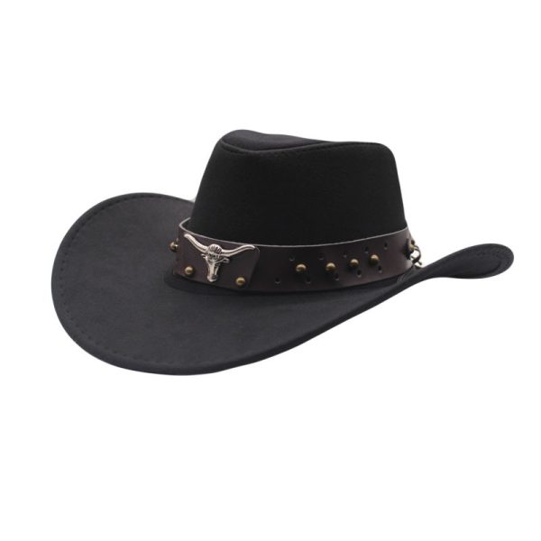 British style Western cowboy hat with raised brim for men and women, ethnic style hat - Image 10