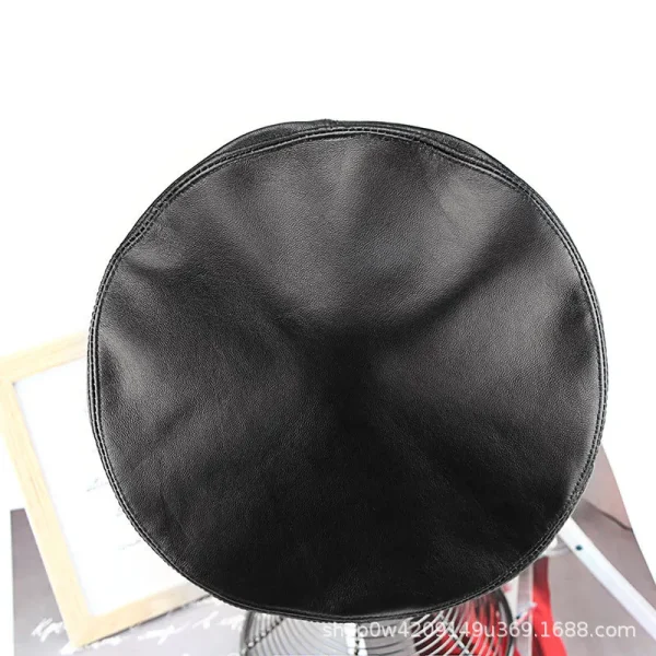 Women Hat Black Vintage Sheepskin Winter Beret Women Match All Fashion Autumn And Winter Leather Berets Hats - Image 3