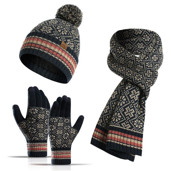 Winter New Knitted Scarf Warm Wool Hat Scarf Gloves 3 Pieces - Image 7