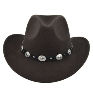 Classic Cowboy Hat Vintage Jazz Hat National Style Fur Top Hat Felt Hat Vintage Imitation Sheep Hat Cowboy Hat