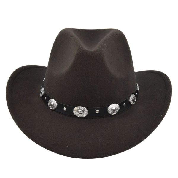 Classic Cowboy Hat Vintage Jazz Hat National Style Fur Top Hat Felt Hat Vintage Imitation Sheep Hat Cowboy Hat
