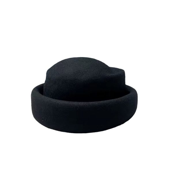 French retro wool beret woolen Hepburn style felt hat concave top painter hat - Image 5