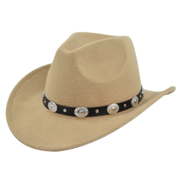 Classic Cowboy Hat Vintage Jazz Hat National Style Fur Top Hat Felt Hat Vintage Imitation Sheep Hat Cowboy Hat - Image 7
