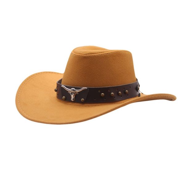 British style Western cowboy hat with raised brim for men and women, ethnic style hat - Image 3