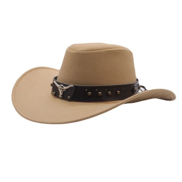 British style Western cowboy hat with raised brim for men and women, ethnic style hat - Image 7