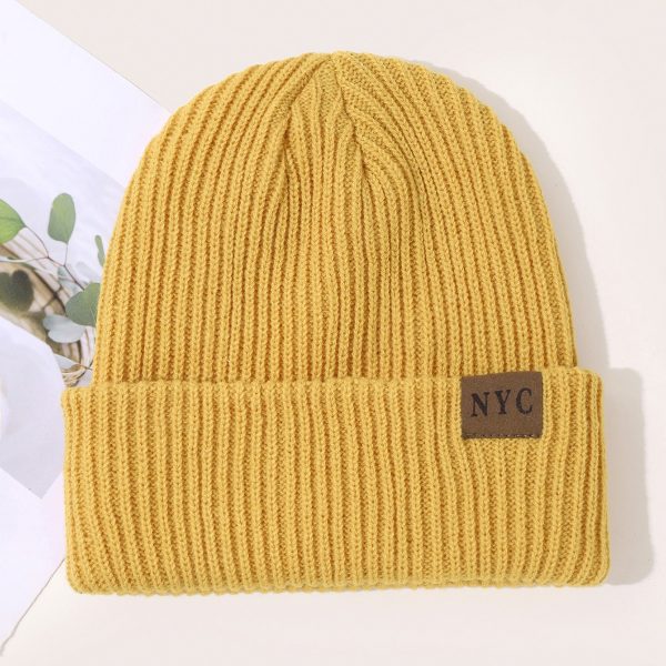 Autumn And Winter New Hat General Solid Color Flip Edge Warm Windproof Knitted Cap - Image 5