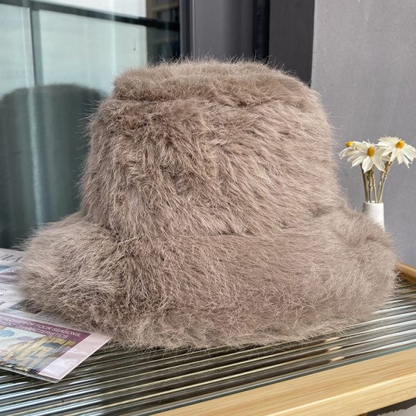 Versatile long haired fisherman hat, Korean version, face enhancing small bucket hat, warm and thick basin hat - Image 11