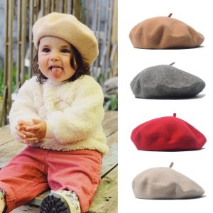 Wool Baby Girl Hat Winter Autumn Kids Beret Hat for Girls Accessories Fashion Baby Cap Infant Stuff 2-8Y