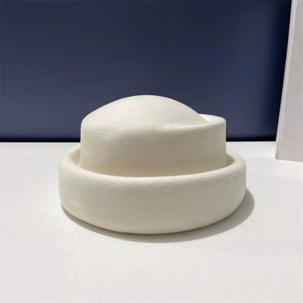 French retro wool beret woolen Hepburn style felt hat concave top painter hat - Image 4