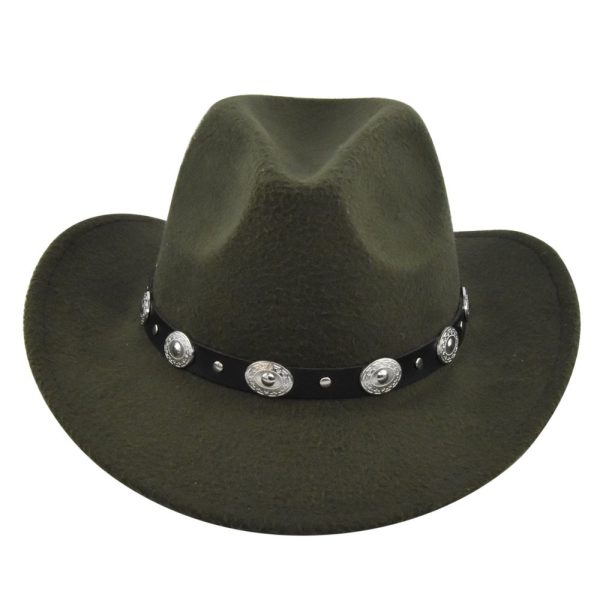 Classic Cowboy Hat Vintage Jazz Hat National Style Fur Top Hat Felt Hat Vintage Imitation Sheep Hat Cowboy Hat - Image 12
