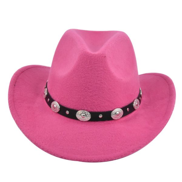 Classic Cowboy Hat Vintage Jazz Hat National Style Fur Top Hat Felt Hat Vintage Imitation Sheep Hat Cowboy Hat - Image 8