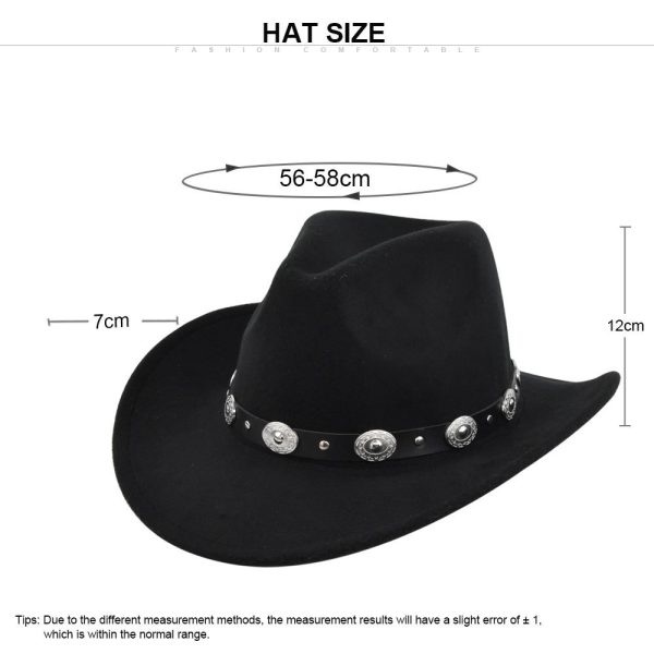 Classic Cowboy Hat Vintage Jazz Hat National Style Fur Top Hat Felt Hat Vintage Imitation Sheep Hat Cowboy Hat - Image 2