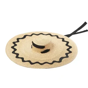 New Patch Large Brim Straw Hat Ladies Flat Top Oversized Beach Hat Sun Hat Fashion Fadora Hat For Woman Catwalk Straw Hat Cape