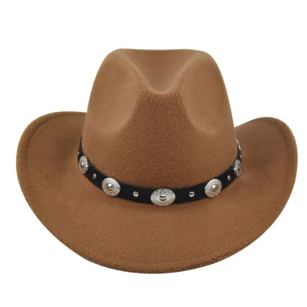 Classic Cowboy Hat Vintage Jazz Hat National Style Fur Top Hat Felt Hat Vintage Imitation Sheep Hat Cowboy Hat - Image 13