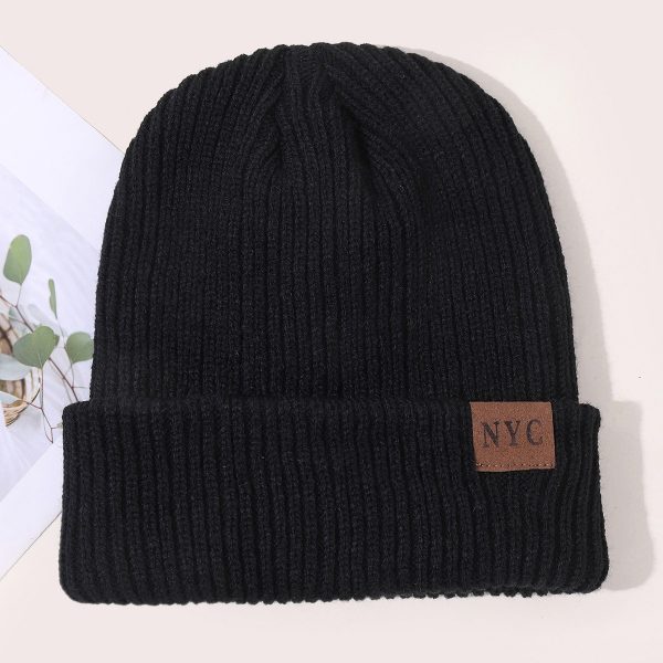 Autumn And Winter New Hat General Solid Color Flip Edge Warm Windproof Knitted Cap - Image 3