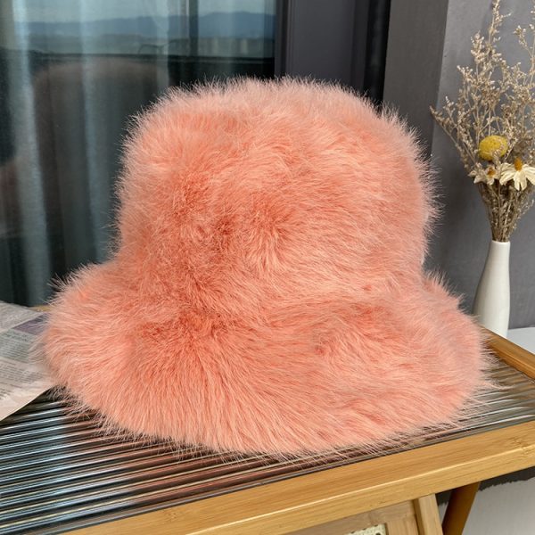 Versatile long haired fisherman hat, Korean version, face enhancing small bucket hat, warm and thick basin hat - Image 12
