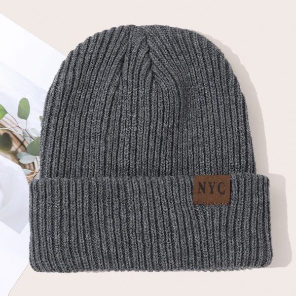 Autumn And Winter New Hat General Solid Color Flip Edge Warm Windproof Knitted Cap - Image 4