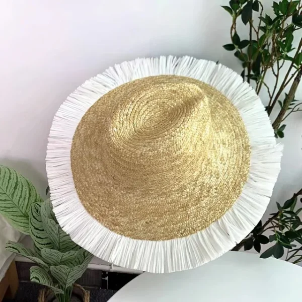New Summer Vintage Fringed Straw Hat 10cm Wide Brim Jazz Hat Beach Panama Sun Hat Women Holiday Bonnet Enfant Derby Cap Fadora - Image 7