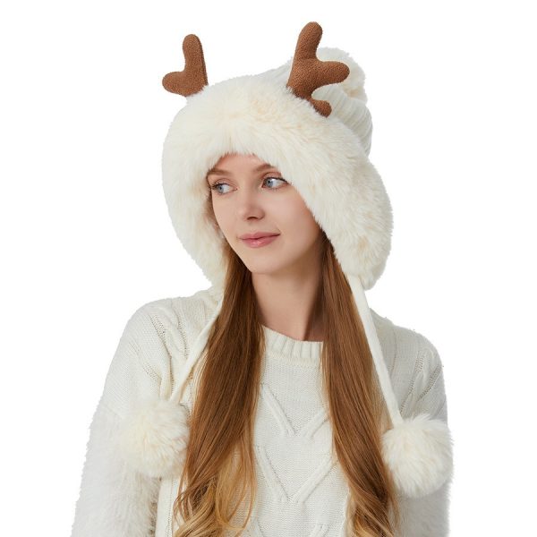 Cute Deer Horn Three Wool Ball Knitted Hat, European and American Autumn and Winter Warmth, Plushed Wool Hat, Fashion and Leisure - Image 7
